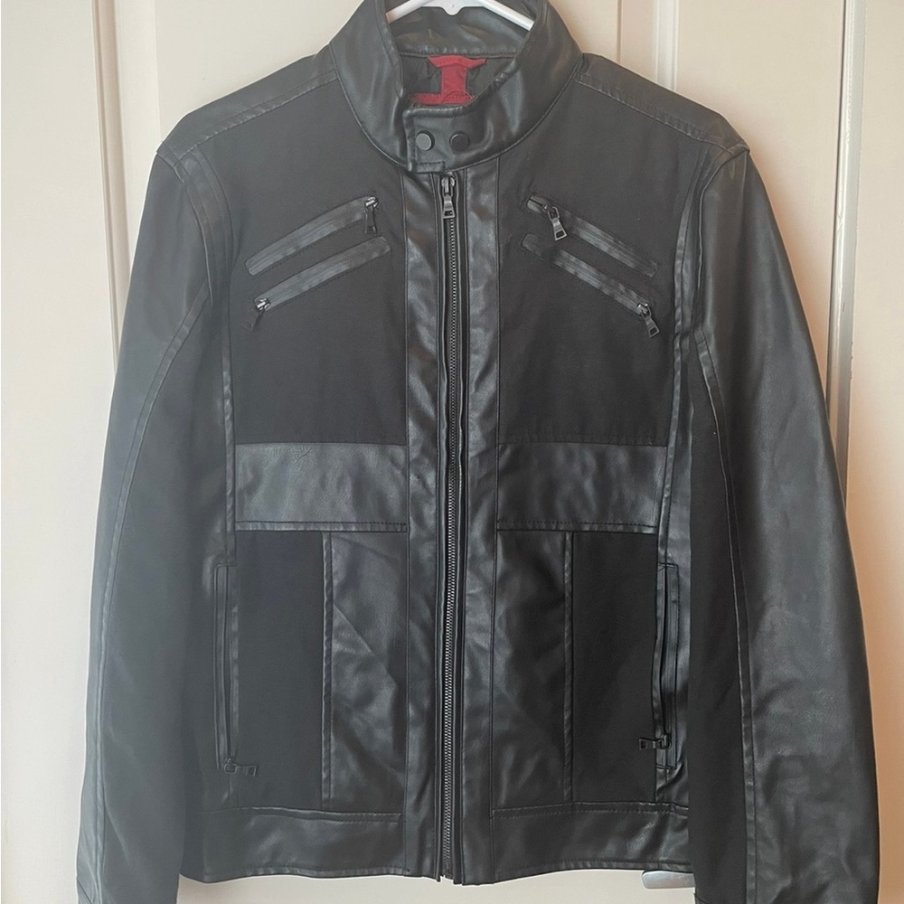 Alfani Fitted Motorcycle-style Jacket Cafe Leather Look Small